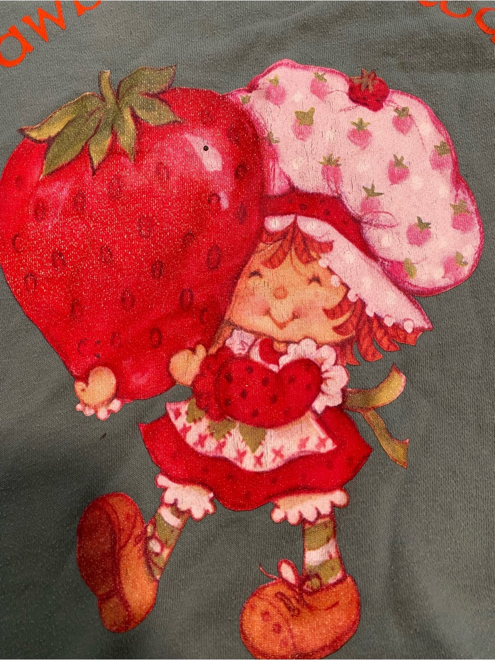 Women's Crewneck Strawberry Graphic Sweater - Pink/Red